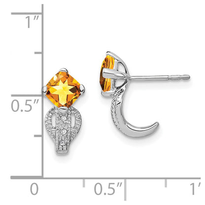 14k White Gold Citrine and Real Diamond Earrings