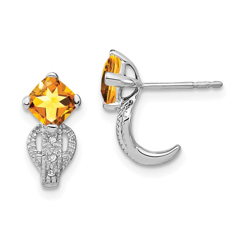 14k White Gold Citrine and Real Diamond Earrings EM7086-CI-003-WA