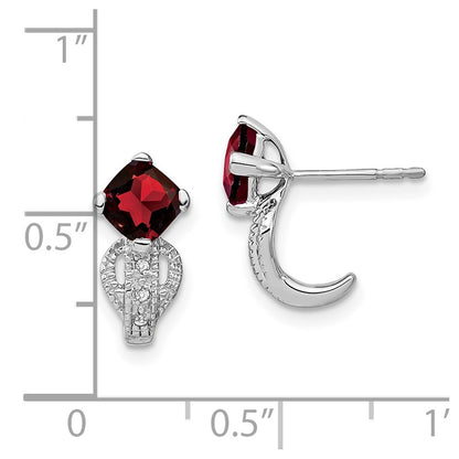 14k White Gold Garnet and Real Diamond Earrings