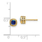 Solid 14k Yellow Gold Cushion Simulated Sapphire and CZ Earrings