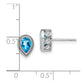 Solid 14k White Gold Pear Simulated Blue Topaz and CZ Earrings