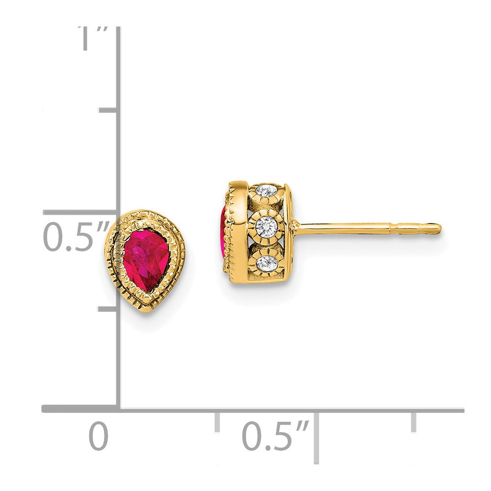 14k Yellow Gold Ruby and Real Diamond Earrings EM7094-RU-015-YA