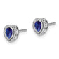 Solid 14k White Gold Simulated Sapphire and CZ Earrings