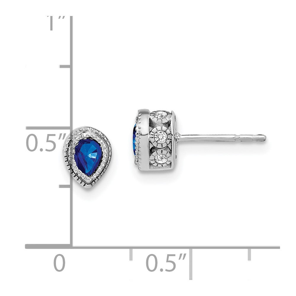 14k White Gold Sapphire and Real Diamond Earrings EM7094-SA-015-WA