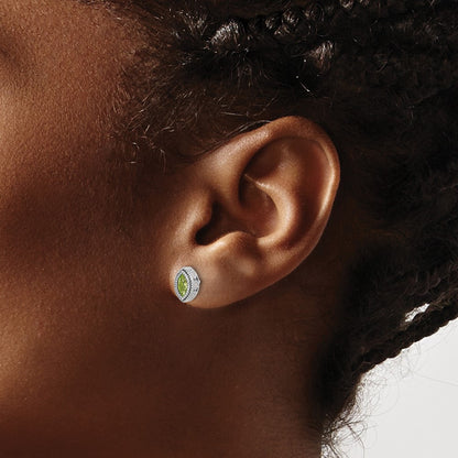 14k White Gold Marquise Peridot and Real Diamond Earrings