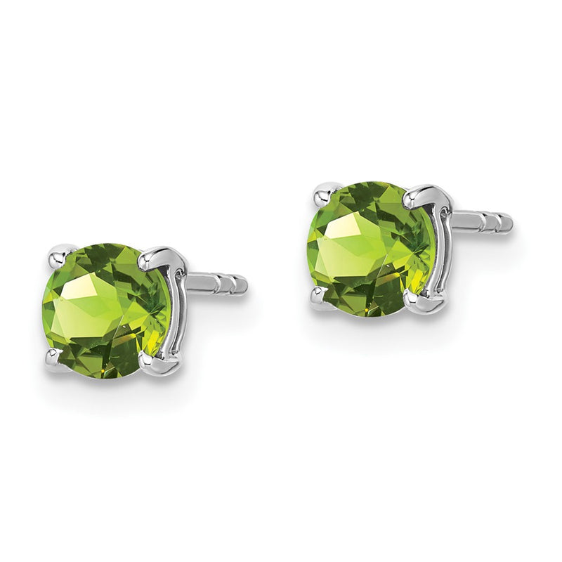 14k White Gold Round Peridot Earrings