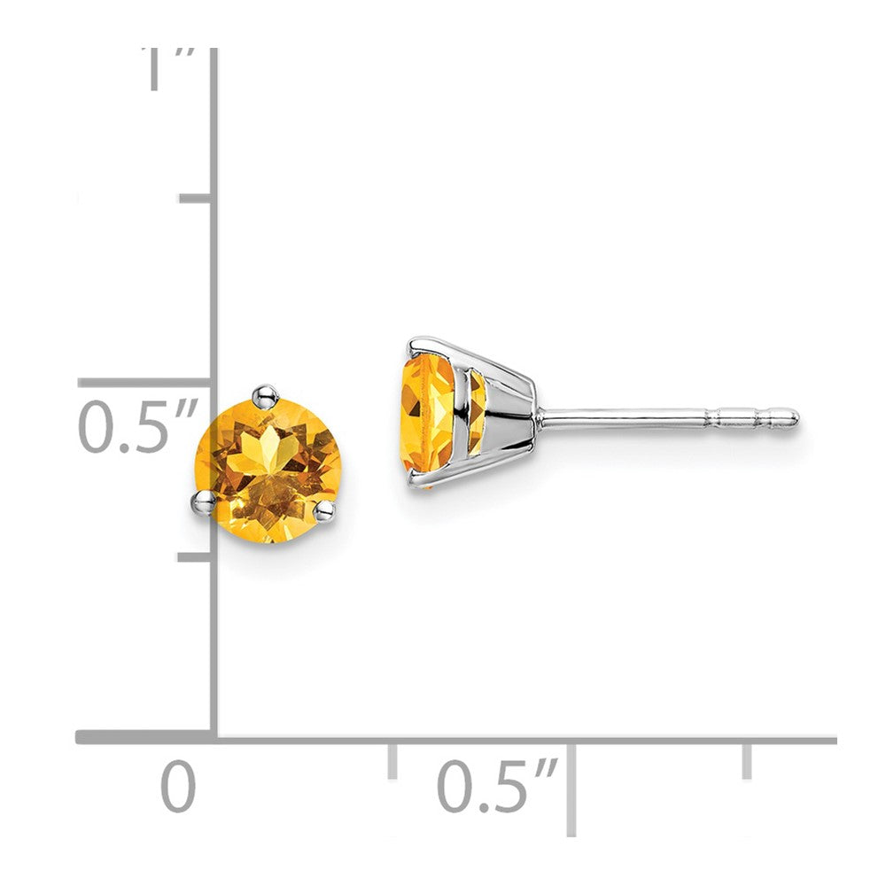 14k White Gold Round Citrine Earrings