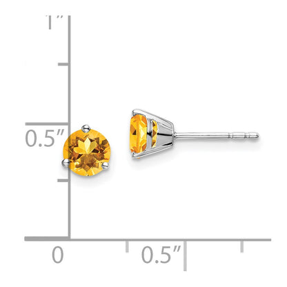 14k White Gold Round Citrine Earrings