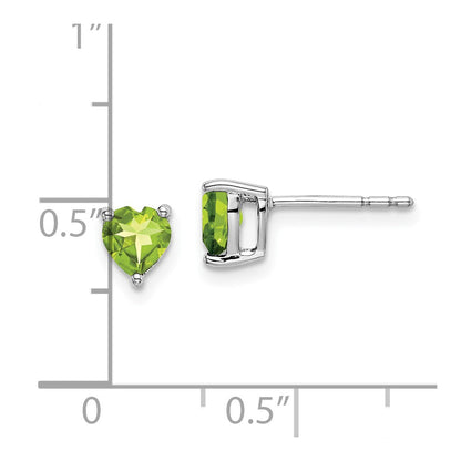 14k White Gold Heart Peridot Earrings