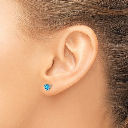 14k White Gold Trillion Blue Topaz Earrings