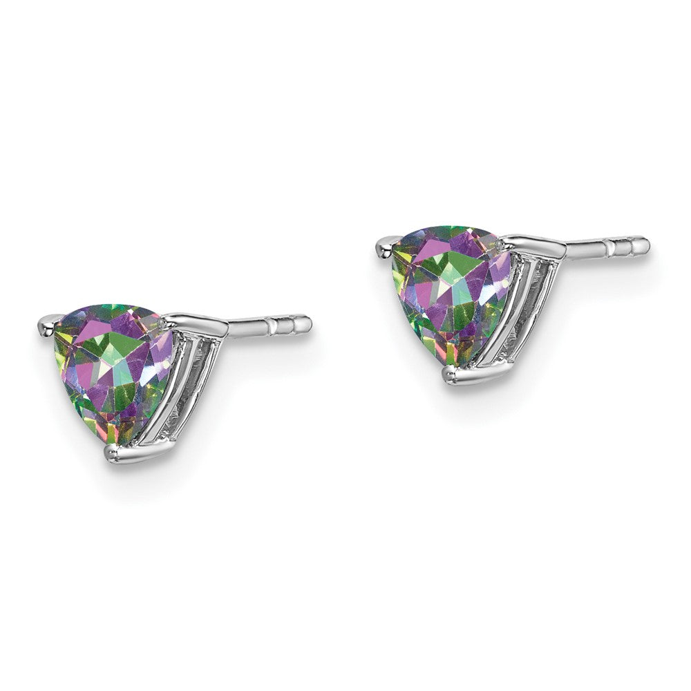 14k White Gold Trillion Mystic Fire Topaz Earrings