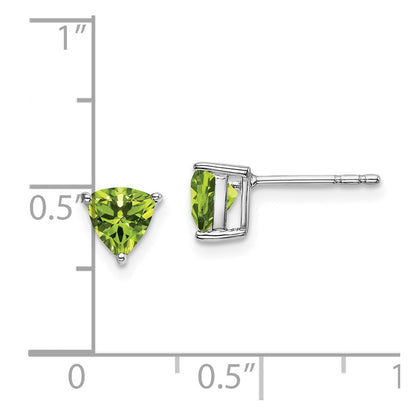 14k White Gold Trillion Peridot Earrings