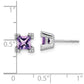 14k White Gold Square Amethyst and Real Diamond Earrings EM7103-AM-007-WA