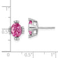 Solid 14k White Gold Oval Created PinK Simulated Sapphire and CZ Earrings