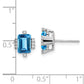 Solid 14k White Gold Simulated Emerald Simulated-shape Blue Topaz and CZ Earrings