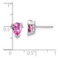 Solid 14k White Gold Pear Created PinK Simulated Sapphire and CZ Earrings
