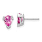 Solid 14k White Gold Pear Created PinK Simulated Sapphire and CZ Earrings