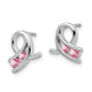 14k White Gold Created Pink Sapphire Earrings