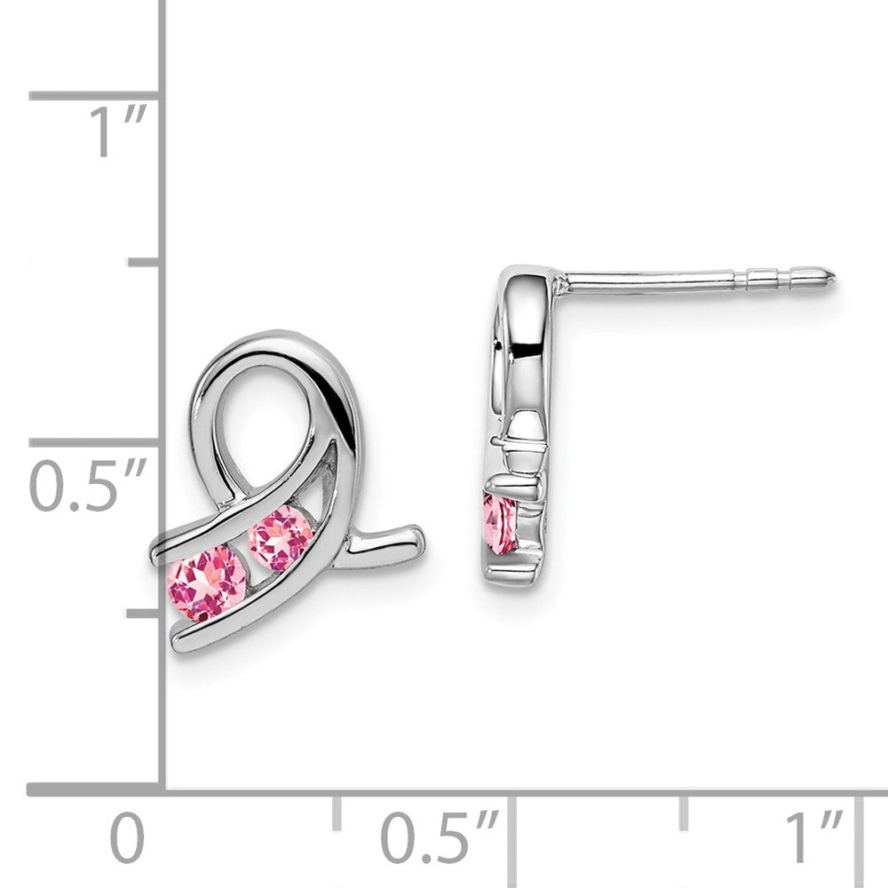 14k White Gold Created Pink Sapphire Earrings