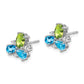Solid 14k White Gold Simulated Blue Topaz/Peridot/CZ Earrings