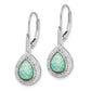 14k White Gold Pear Amazonite and Real Diamond Leverback Earrings EM7136-AZ-019-WA