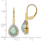 Solid 14k Yellow Gold Pear Amazonite and Simulated CZ LeverbacK Earrings