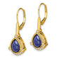 14k Yellow Gold Pear Lapis and Real Diamond Leverback Earrings EM7138-LP-014-YA