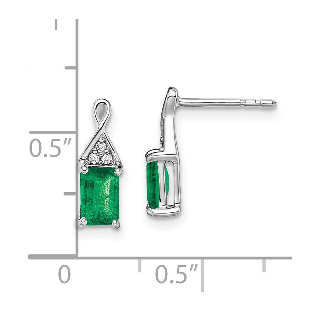 14k White Gold Emerald and Real Diamond Earrings