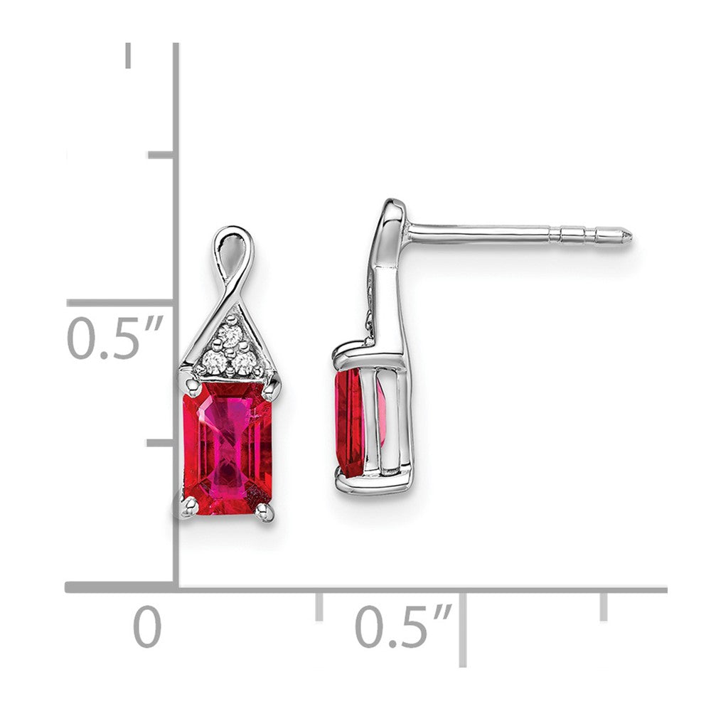 14k White Gold Ruby and Real Diamond Earrings