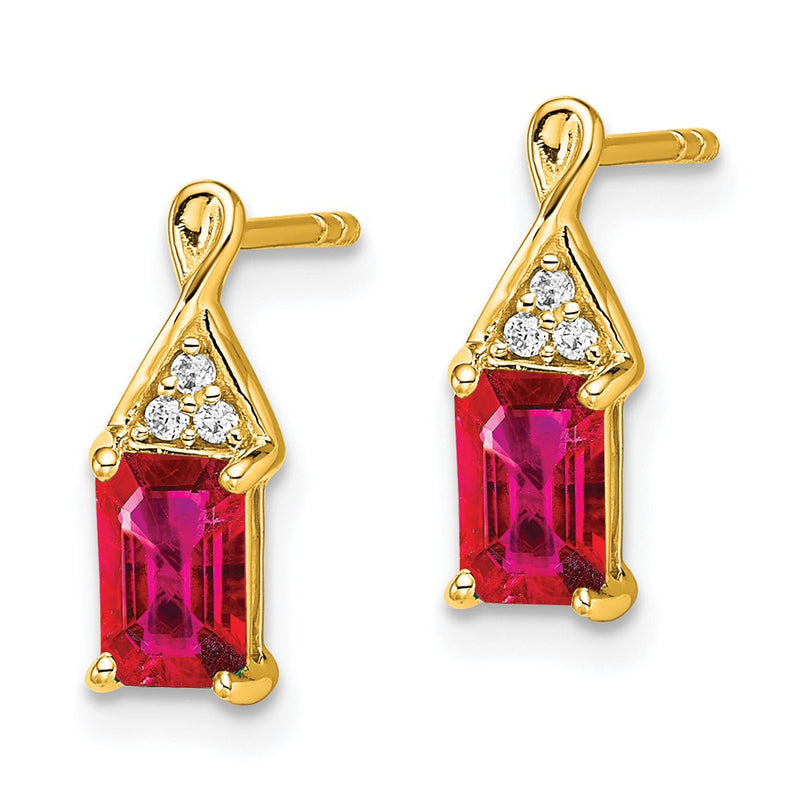 14k Yellow Gold Ruby and Real Diamond Earrings