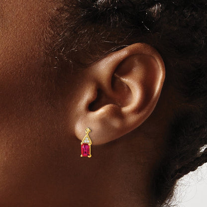 14k Yellow Gold Ruby and Real Diamond Earrings
