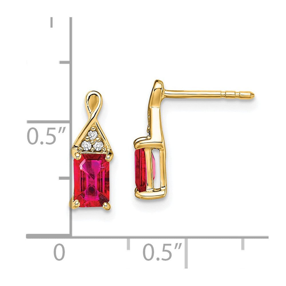 14k Yellow Gold Ruby and Real Diamond Earrings EM7187-RU-004-YA