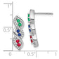 14k White Gold Ruby/Sapphire/Emerald/Real Diamond Earrings EM7190-019-WA