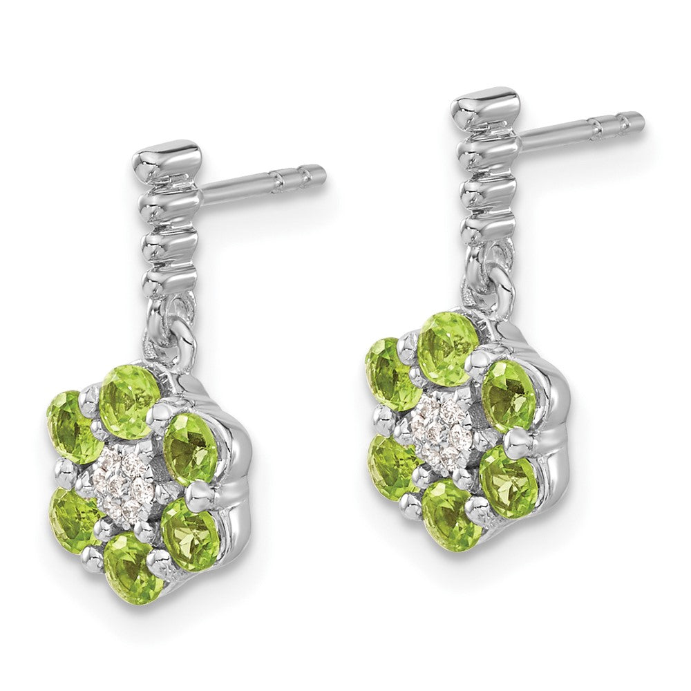 14k White Gold Peridot and Real Diamond Earrings