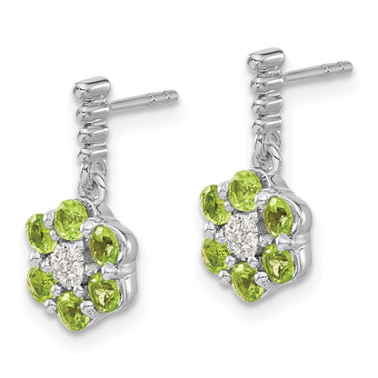 14k White Gold Peridot and Real Diamond Earrings