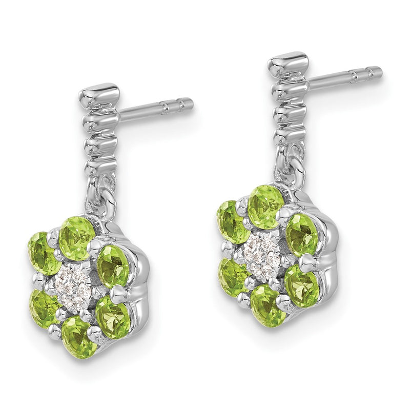 14k White Gold Peridot and Real Diamond Earrings