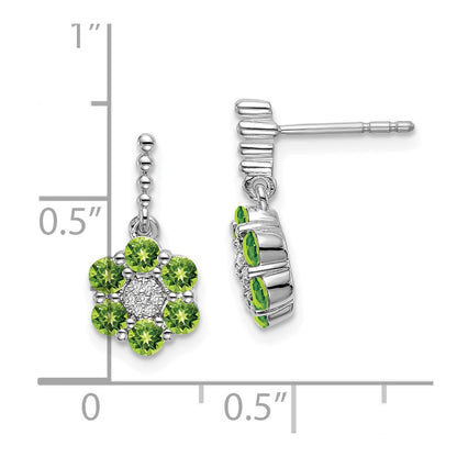 14k White Gold Peridot and Real Diamond Earrings