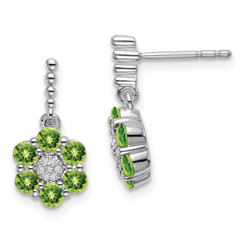 14k White Gold Peridot and Real Diamond Earrings