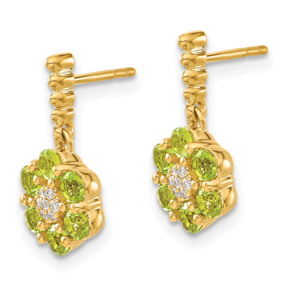14k Yellow Gold Peridot and Real Diamond Earrings