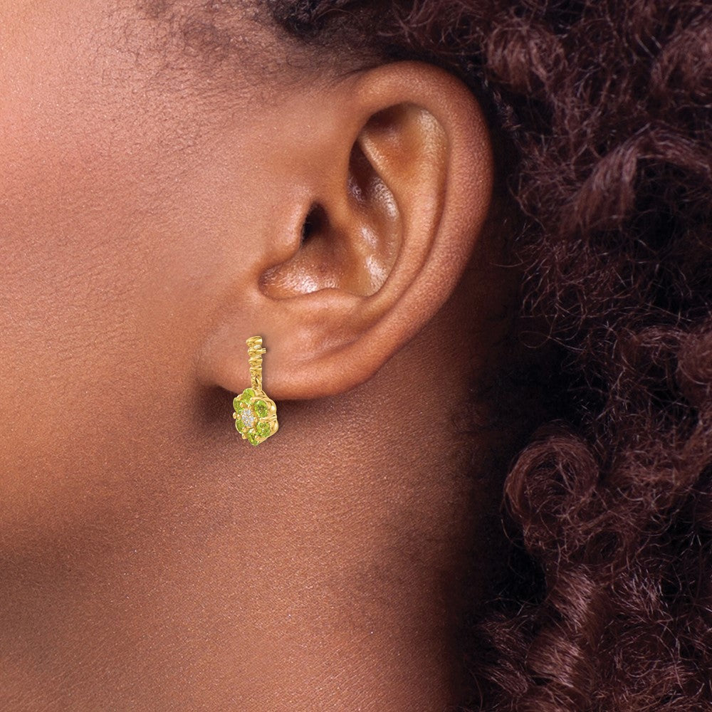 14k Yellow Gold Peridot and Real Diamond Earrings