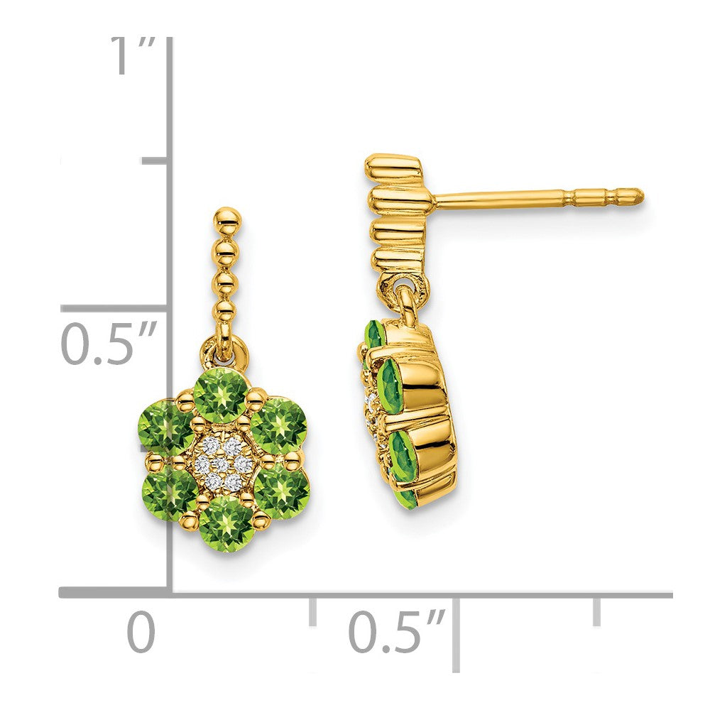 14k Yellow Gold Peridot and Real Diamond Earrings