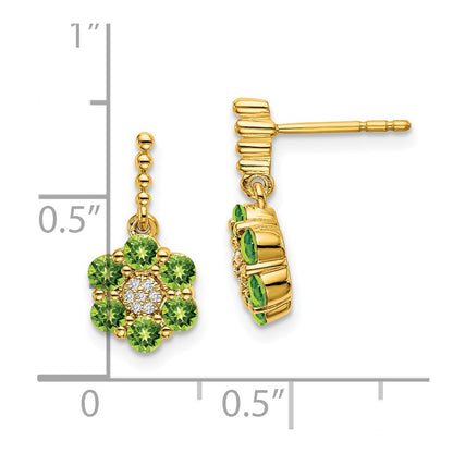14k Yellow Gold Peridot and Real Diamond Earrings