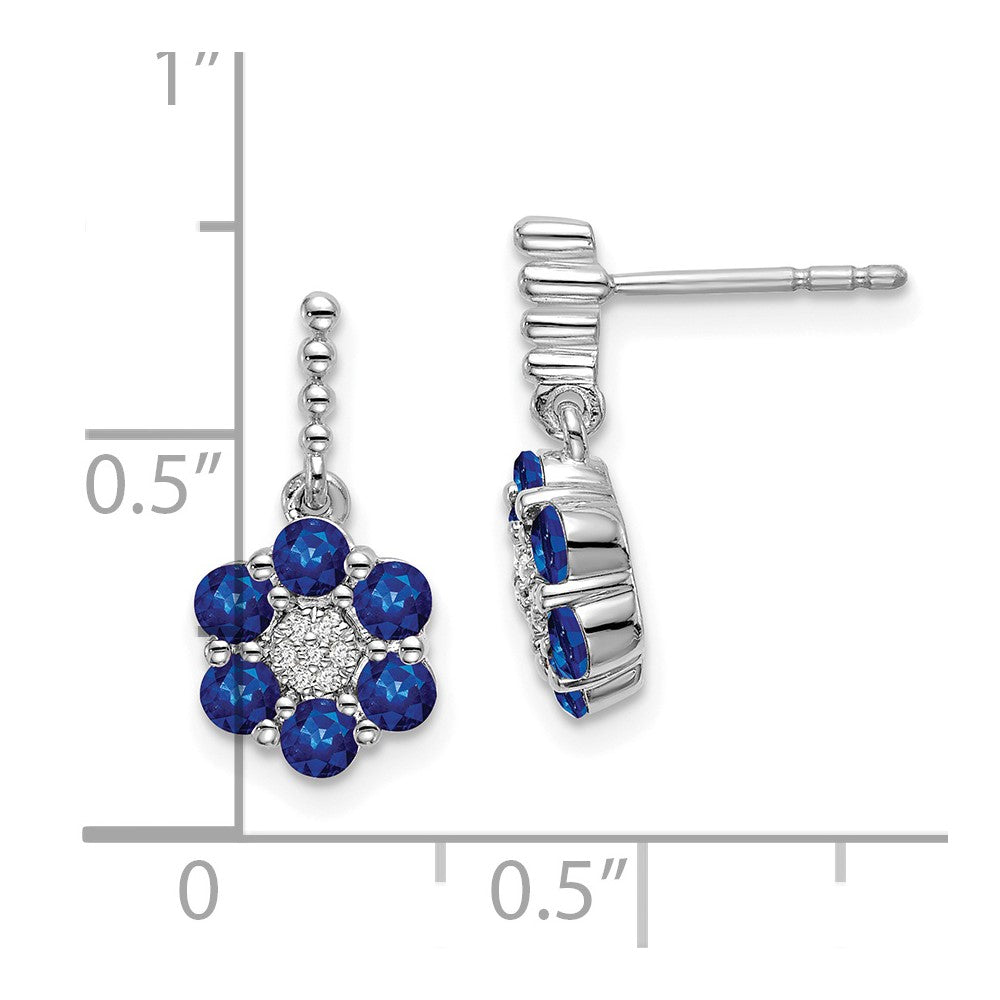 14k White Gold Sapphire and Real Diamond Earrings