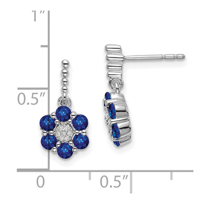 14k White Gold Sapphire and Real Diamond Earrings