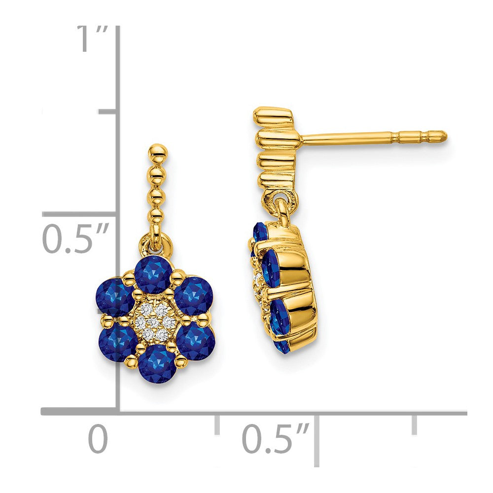 14k Yellow Gold Sapphire and Real Diamond Earrings EM7191-SA-005-YA