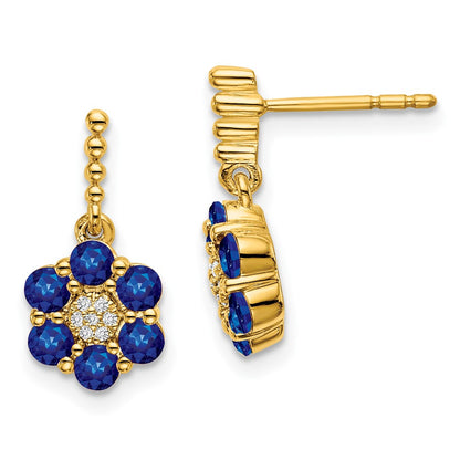 14k Yellow Gold Sapphire and Real Diamond Earrings EM7191-SA-005-YA