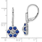 14k White Gold Sapphire and Real Diamond Leverback Earrings EM7192-SA-014-WA