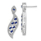 14k White Gold Sapphire and Real Diamond Wave Post Earrings