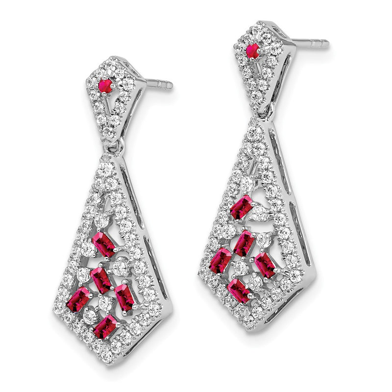 14k White Gold Ruby and Real Diamond Earrings