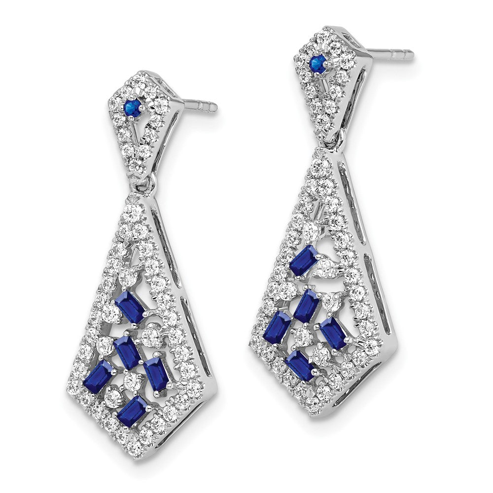 14k White Gold Sapphire and Real Diamond Earrings